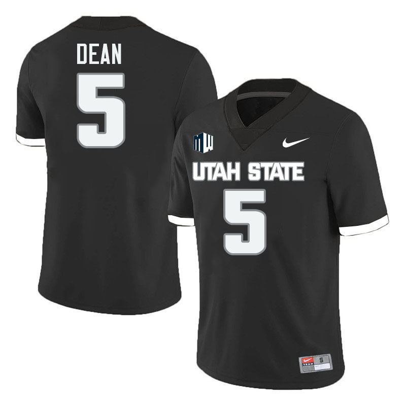 Utah State Aggies #5 Marlin Dean College Football Jerseys Stitched-Black